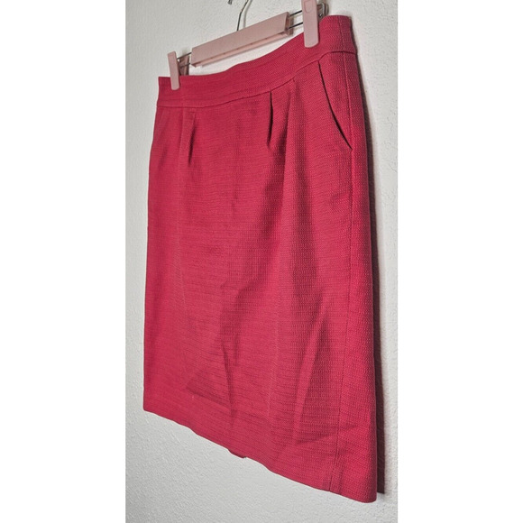 Banana Republic Womens Pencil Skirt 2 Hot Pink Cotton Pleated Back Slit Classic - Picture 2 of 9
